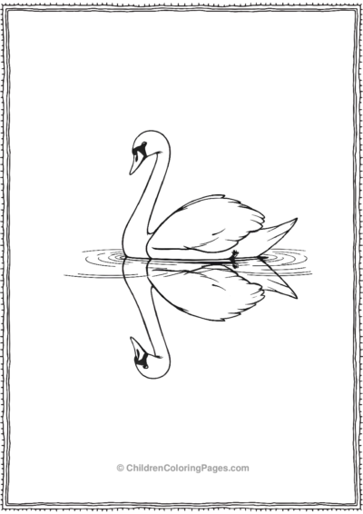 Swan-With-Reflection-In-Water Free PDF Printable