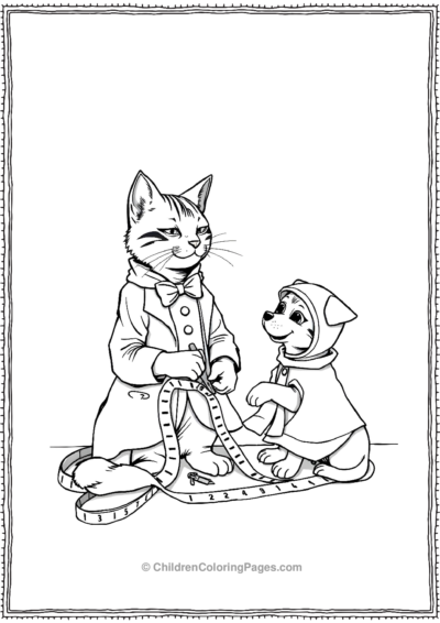 Tailor-Cat-Sewing-A-Halloween-Costume-For-A-Dog Free PDF Printable