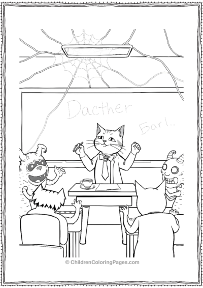 Teacher-Cat-In-A-Classroom-Of-Monsters Free PDF Printable