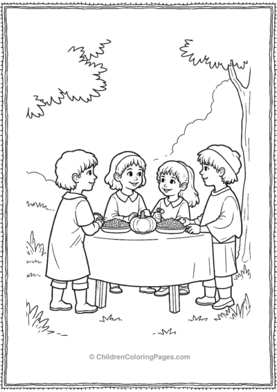 The-Pilgrim-Children-Playing-Near-The-Harvest-Table Free PDF Printable