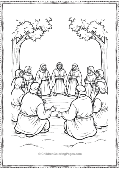 The-Pilgrims-Gathering-In-A-Circle-To-Offer-Prayer Free PDF Printable