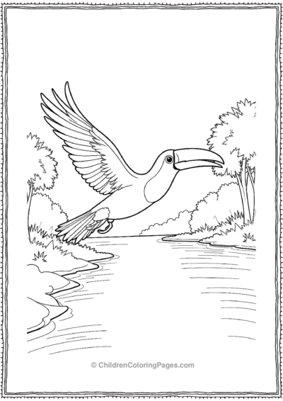 Toucan-Flying-Over-A-River Free PDF Printable