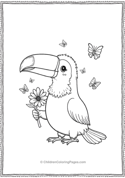 Toucan-Holding-A-Flower Free PDF Printable