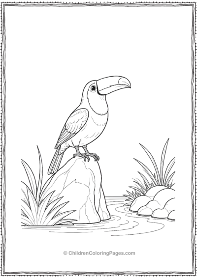 Toucan-Perched-Over-A-Moss-Covered-Stone Free PDF Printable