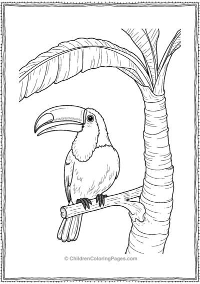 Toucan-Resting-Under-A-Banana-Tree Free PDF Printable