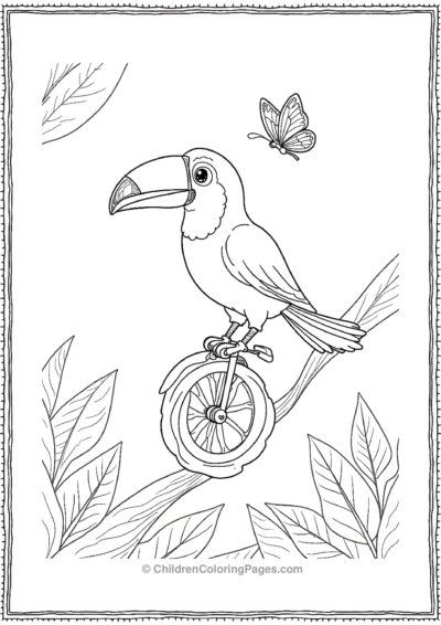 Toucan-Riding-A-Unicycle-On-Vine Free PDF Printable