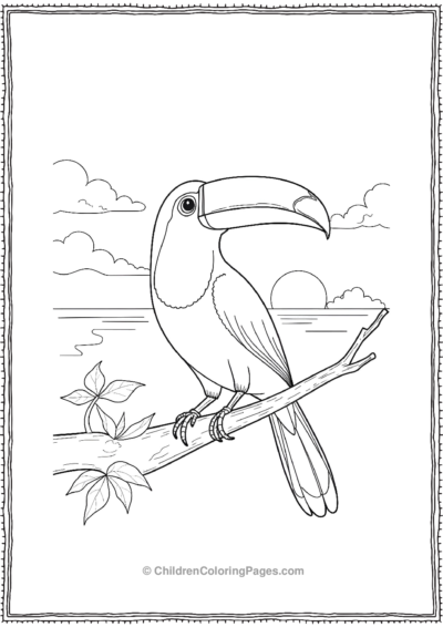 Toucan-Standing-On-Mossy-Branch Free PDF Printable