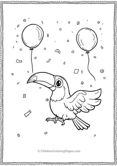 Toucan-Surrounded-By-Balloons Free PDF Printable