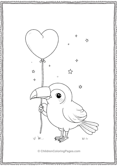 Toucan-With-A-Heart-Balloon Free PDF Printable