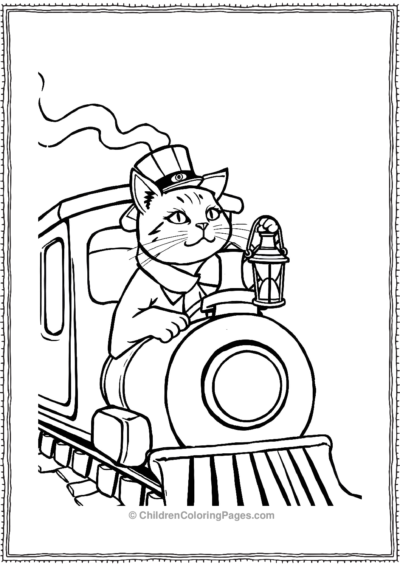 Train-Conductor-Cat-Driving-A-Ghost-Train Free PDF Printable