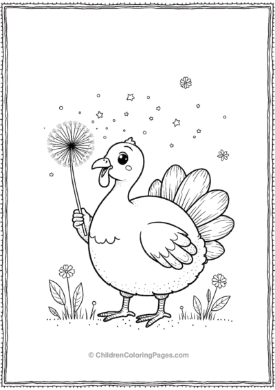 Turkey-Blowing-A-Dandelion Free PDF Printable