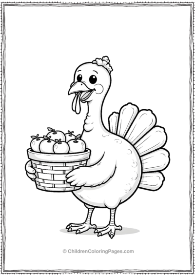 Turkey-Holding-A-Basket-Of-Apples Free PDF Printable