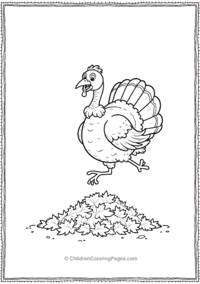 Turkey-Jumping-In-Pile-Of-Autmn-Leaves Free PDF Printable