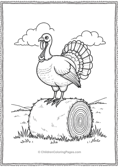 Turkey-On-Top-Of-Hay-Bale Free PDF Printable