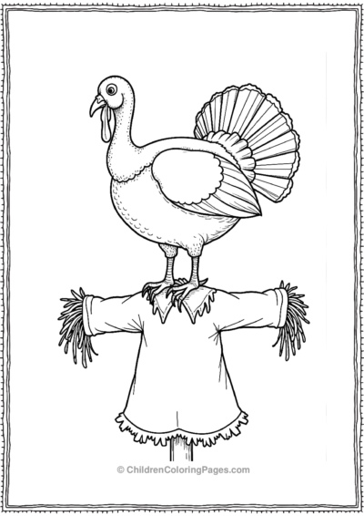 Turkey-Perched-On-A-Scarecrow Free PDF Printable