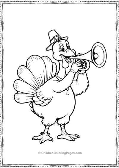 Turkey-Playing-A-Trumpet-In-Thanksgiving-Prade Free PDF Printable