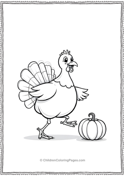 Turkey-Playing-With-A-Pumpkin Free PDF Printable