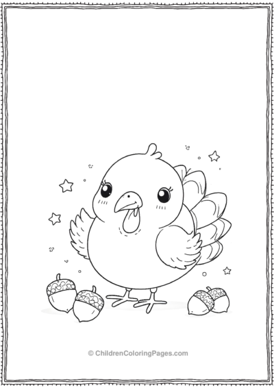 Turkey-Playing-With-Acorns Free PDF Printable