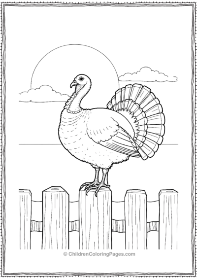 Turkey-Roosting-On-A-Fence Free PDF Printable