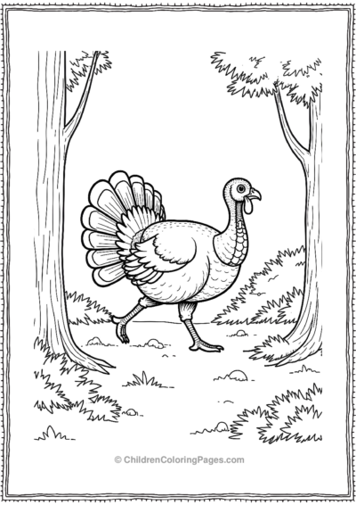 Turkey-Running-Through-A-Pine-Forest Free PDF Printable