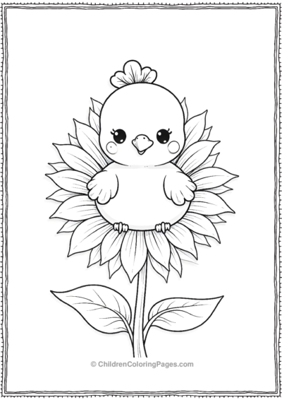 Turkey-Sitting-On-A-Giant-Sunflower Free PDF Printable