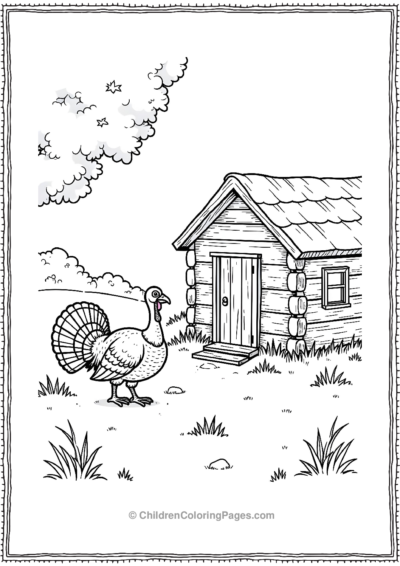 Turkey-Wandering-By-A-Rustic-Cabin Free PDF Printable