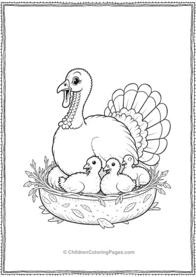 Turkey-With-Baby-Turkeys Free PDF Printable