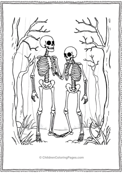 Two Skeleton Ina Spooky Forest Free PDF Printable