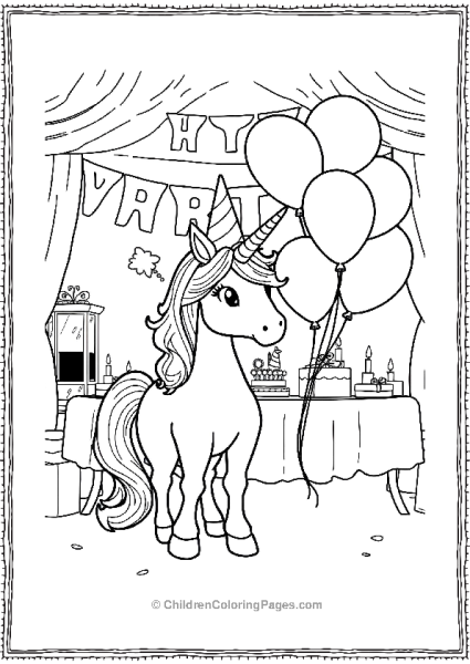 Unicorn At A Birthday Party Free PDF Printable