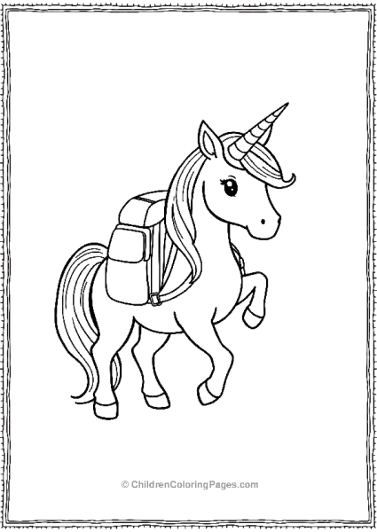 Unicorn Going To School Wearing A Backpack Free PDF Printable