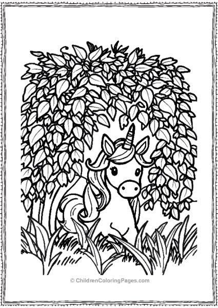 Unicorn Hiding Behind A Bush Free PDF Printable