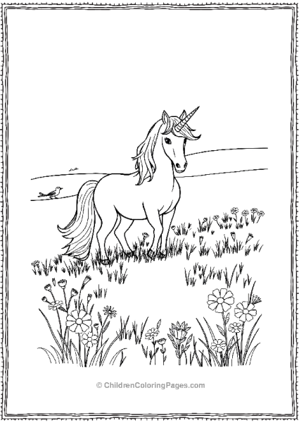 Unicorn In A Flower Field Free PDF Printable