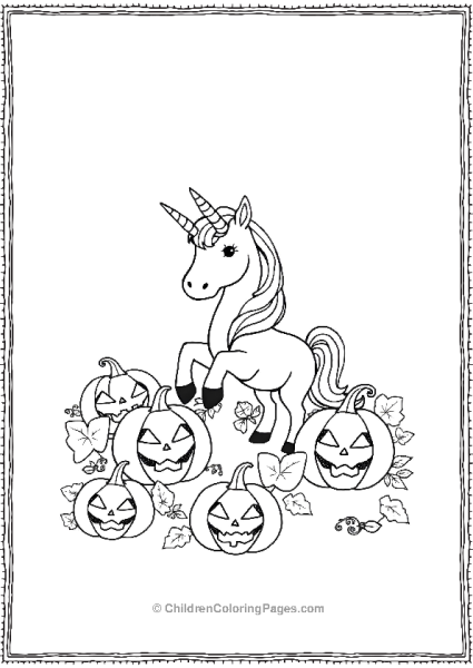 Unicorn In A Pumpkin Patch Free PDF Printable