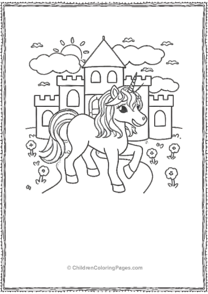 Unicorn Infront Of It S Castle Free PDF Printable