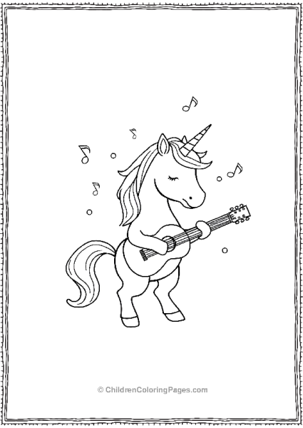 Unicorn Playing A Guitar Free PDF Printable