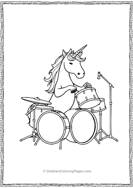 Unicorn Playing Drum Free PDF Printable