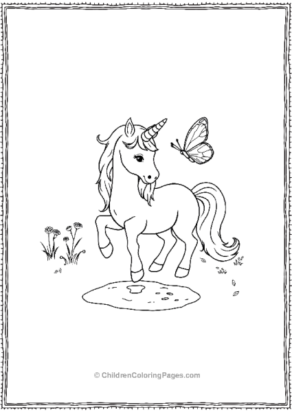 Unicorn Playing With It S Friend Butterfly Free PDF Printable