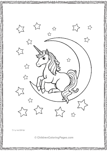 Unicorn Resting On A Moon Free PDF Printable