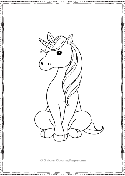 Unicorn Sitting On The Floor Free PDF Printable