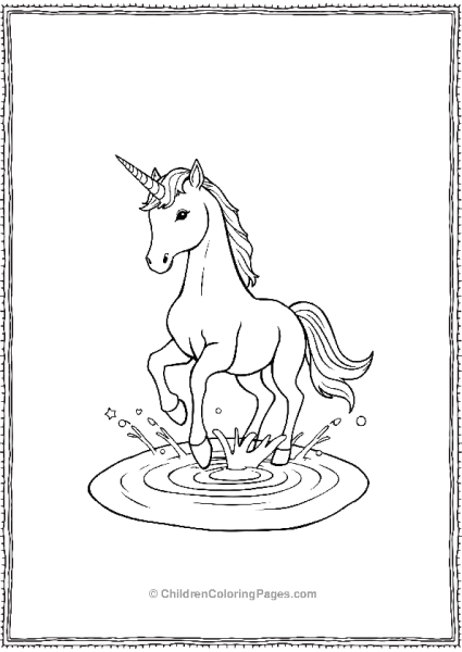 Unicorn Splashing A Puddle Free PDF Printable