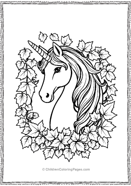 Unicorn Surrounded By Autumn Leaves Free PDF Printable