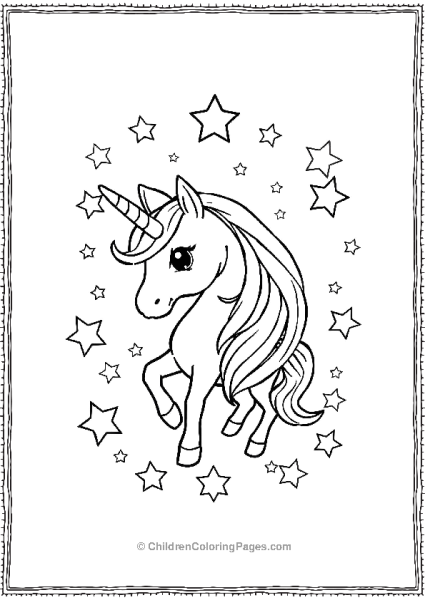 Unicorn Surrounded With Stars Free PDF Printable