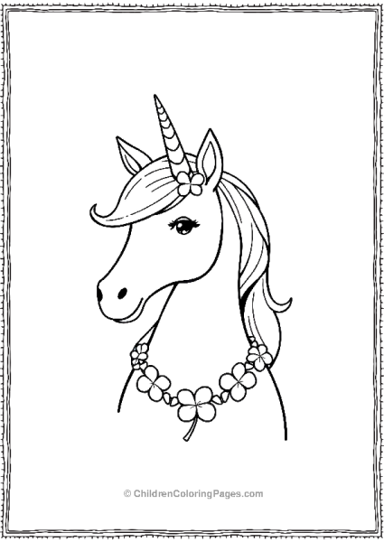 Unicorn Wearing A Shamrock Necklace For St Patricks Day Free PDF Printable