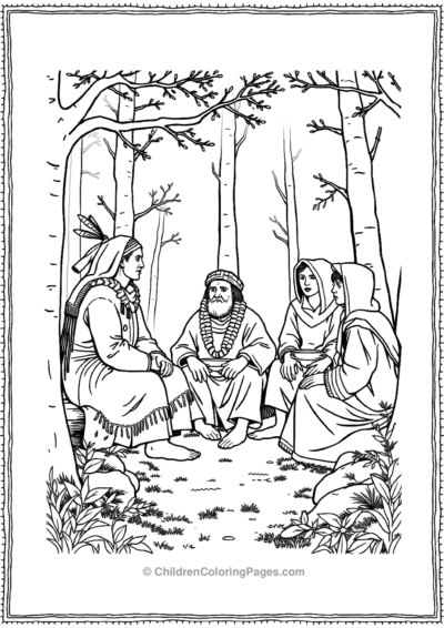 Wampanoag-Leader-Massasoit-Sitting-With-Pilgrims Free PDF Printable