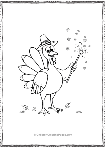 Whimsical-Turkey-Holding-Magic-Wand Free PDF Printable