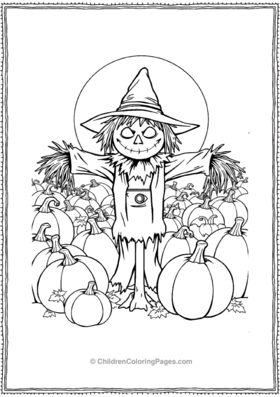 Wicked Scarecrow with Pumpkins Free PDF Printable