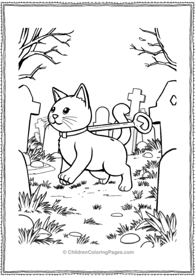 Windup-Toy-Cat-Marching-Through-A-Graveyard Free PDF Printable