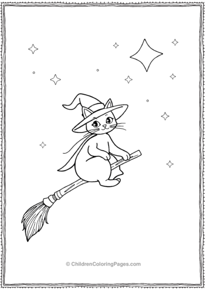 Witch-Cat-Riding-A-Broomstick Free PDF Printable