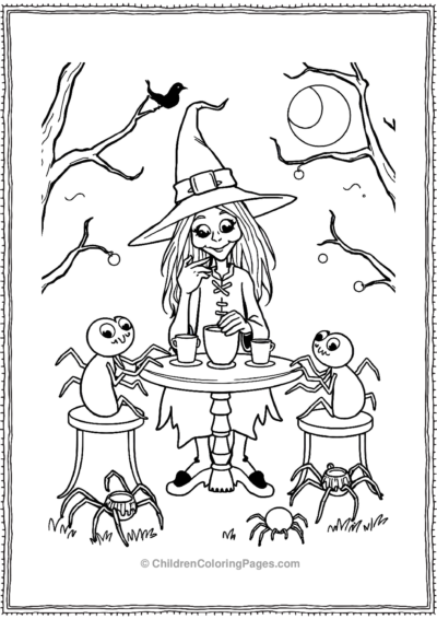 Witchs-Tea-Party-with-Spiders Free PDF Printable