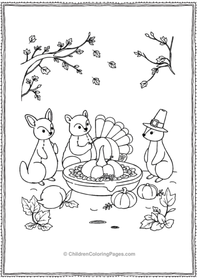 Woodland-creatures-making-feast Free PDF Printable